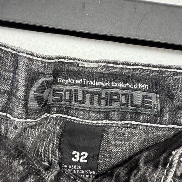 Vintage Southpole Jeans Fits 30x30 Black Faded Staight Baggy MISSING BUTTON y2k - Picture 7 of 11